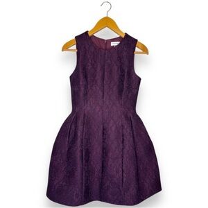 Calvin Klein Aubergine A-Line Lace Dress Size 4 Purple Sleeveless Cocktail Dress